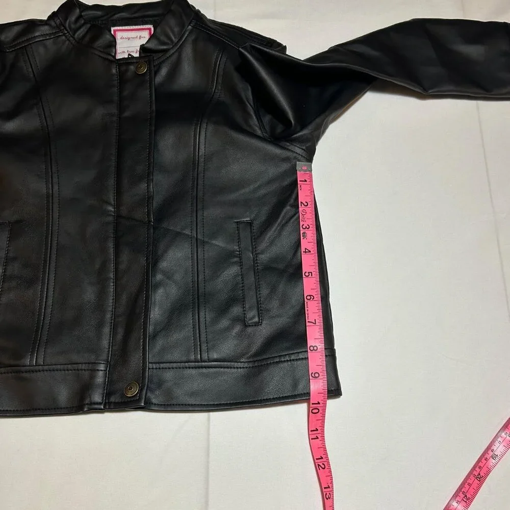 Gymbore Girls Medium 7/8 Black City Kitty Faux Leather Jacket